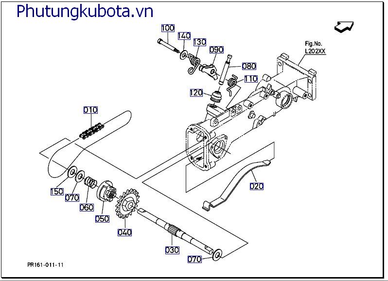 Cụm tay cấy (Nhông/ xích trục cấy phải)